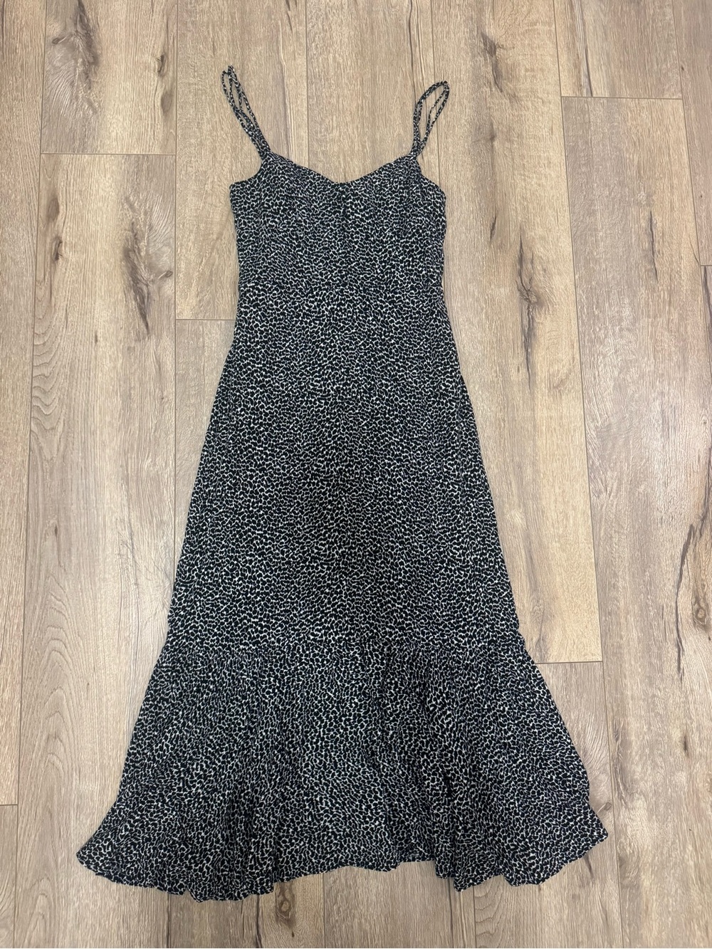 Anthropologie Black and White Spotted Slip Midi Dress